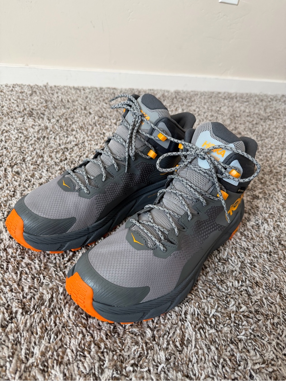 Hoka Gray and Orange Men's Trail Shoes NWOT - Picture 2 of 10